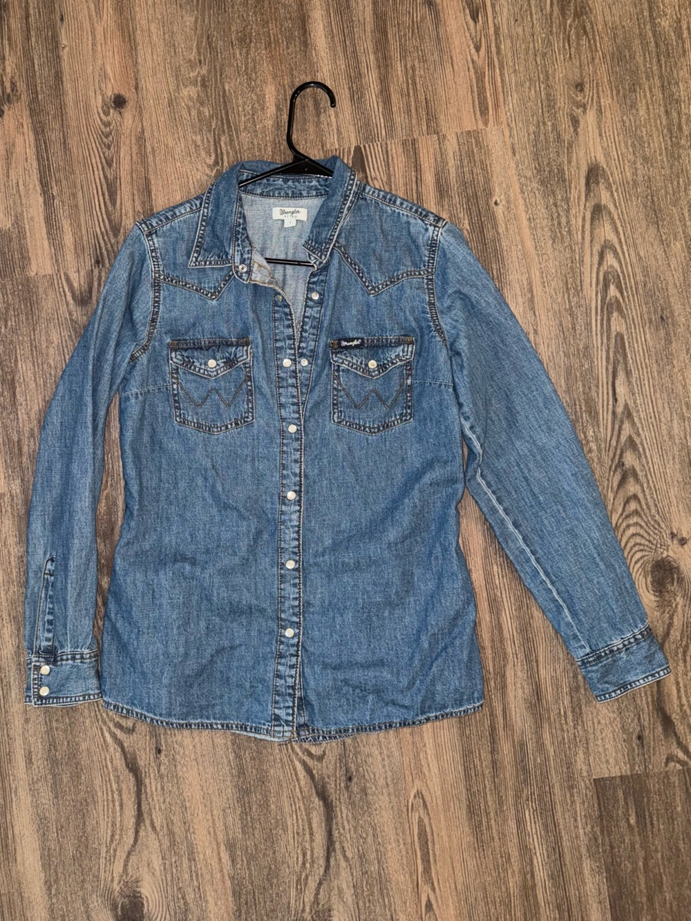 Wrangler Blue Denim Western Snap Shirt